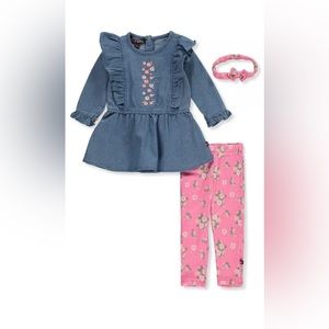 Delia's Girl👧🏻Baby👶🏽Girls'👧🏻3 Pc Dress Leggings👖Set Outfit  Sz 24M